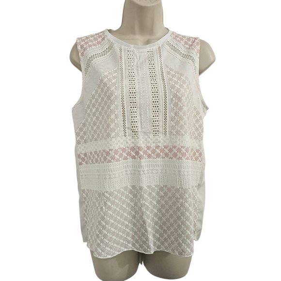 ZARA Patterned Sleeveless Top Pink White Size S - Picture 1 of 9